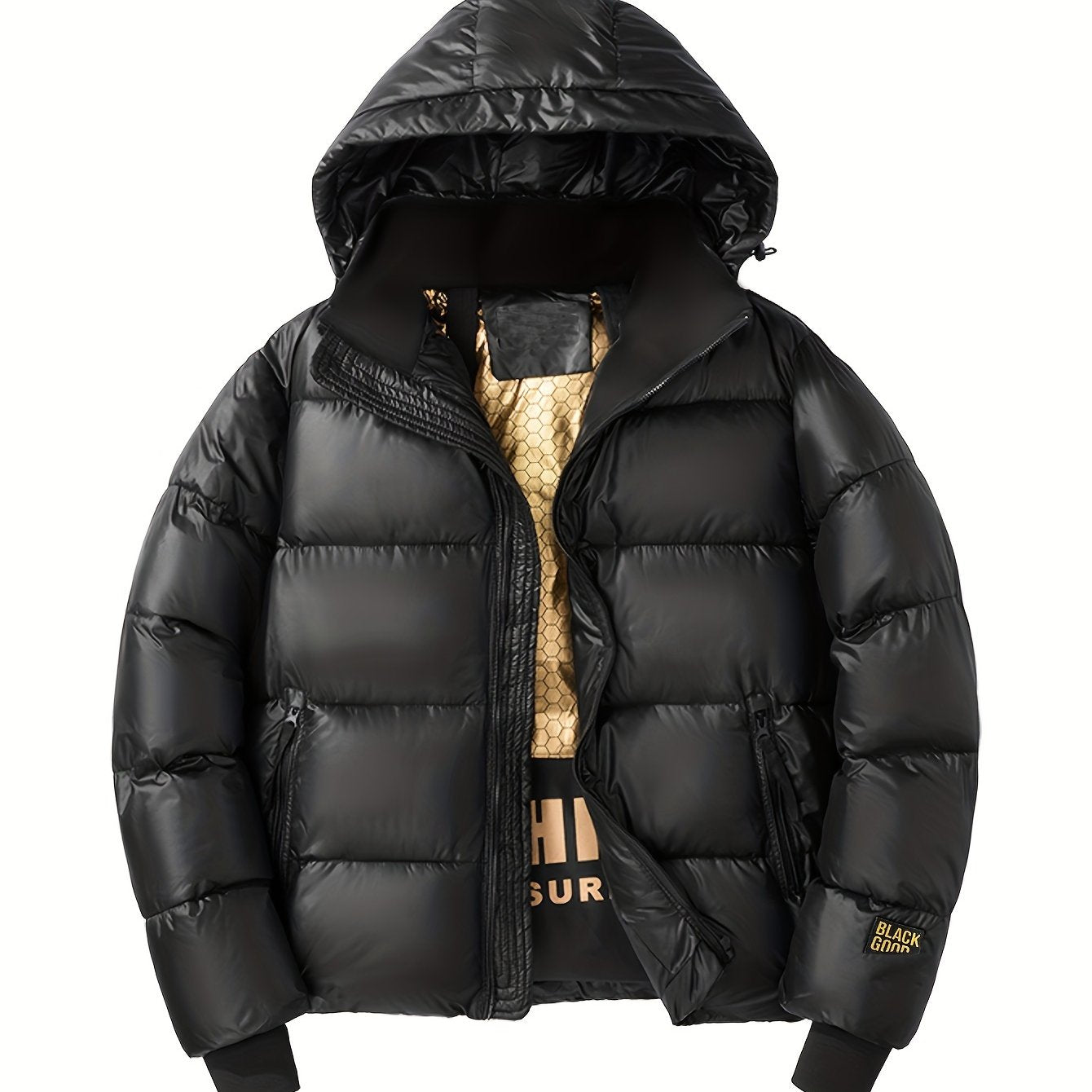 Stylish Men's Breathable Puffer Coat - Water-Resistant, Zip-Up, Long Sleeve, Warm Hooded, Multiple Pockets - Perfect for City Walk, Street Hanging, Winter Outdoor Activities, Casual Wear - Consider Ordering One Size Larger for Best Fit