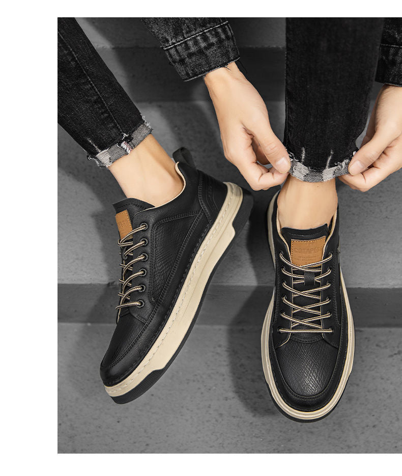 xiangtuibao Top Quality Genuine Leather Shoes Mens Sneakers Knit Collar Men's Casual Shoes Hollow Men Leather Shoes Zapatillas De Mujer