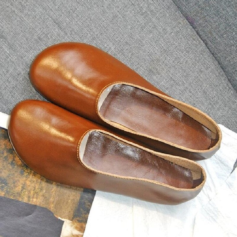 Light Mouth Single Shoes Women's Flat Bottom Candy Color Scoop Shoes Round Head Leather Casual Simple Shoes Zapatos Mujer