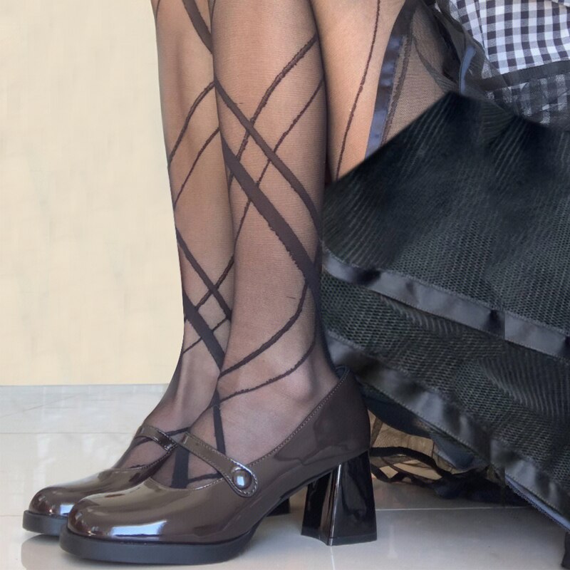 xiangtuibao Retro Chunky Heel Pumps Sweet Date Mary Jane High Heels Women's Temperament French Single Shoe Spring Belt Buckle Lady Shoe