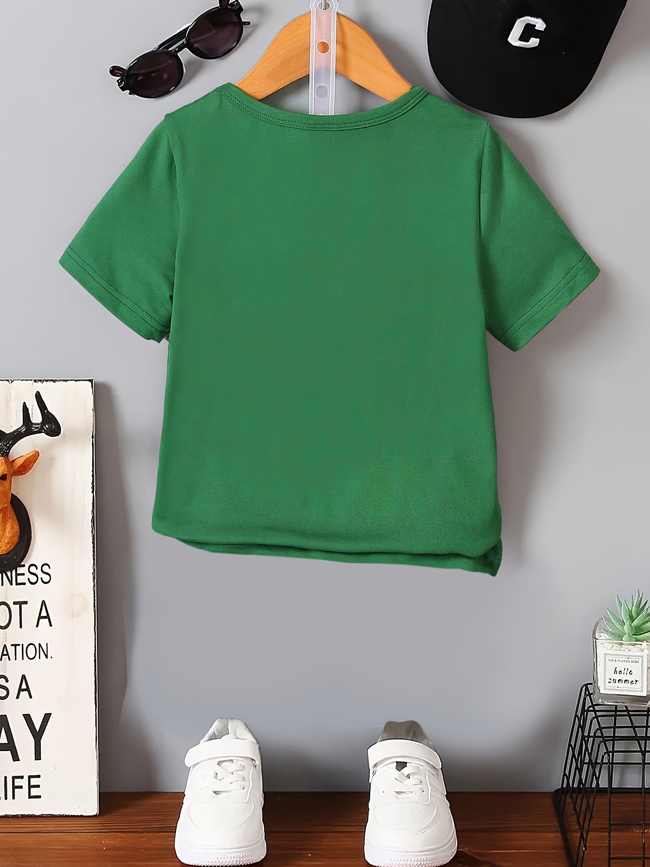 MILKYSHIP Kids Christmas Monster Truck Santa Print T-Shirt - Casual Crew Neck Polyester Tee with Applique, Slight Stretch, Summer Season Top for Boys, Regular Fit, Knit Fabric - Ages 12 & Under
