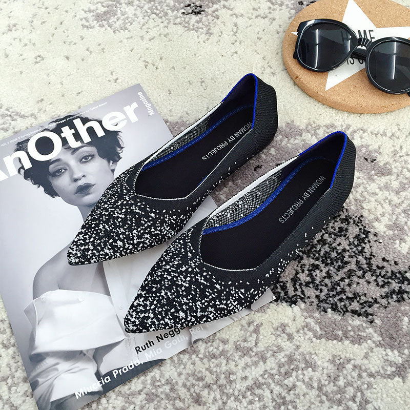 Pointed Toe flats Ladies flat Shoes Comfortable Ballet Knit De Mujer Loafers Autumn Gestante Boat Shoes Soft Bottom Women's Shoe