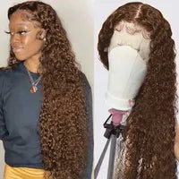 13x4 Red Color 180% Curly Human Hair Wigs for Women 99J Burgundy Transparent Deep Wave Lace Frontal Wig Synthetic