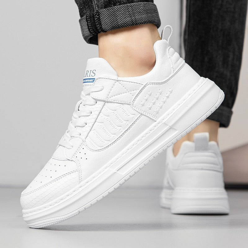 xiangtuibao Spring New Shoes for Men Fashion Skateboarding Shoes Striped Trend Casual Sneakers White Street Style Platform Sneakers