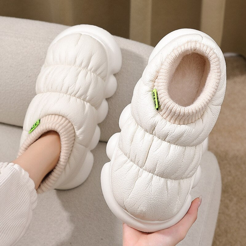 xiangtuibao Winter Platform Shoes High Heels Female Furry Snow Boots Soft Warm Ladies Clould Footwear Waterproof PU Leather Ankle Boot