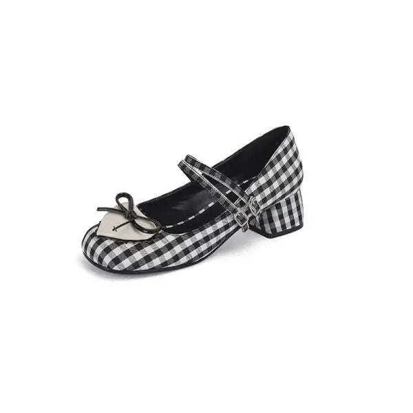 xiangtuibao Women Metalic Shoes Mary Jane Square Toe Slip On Summer High Heels Shallow Mouth Chunky Sandals Footwear Lace-Up Classic St
