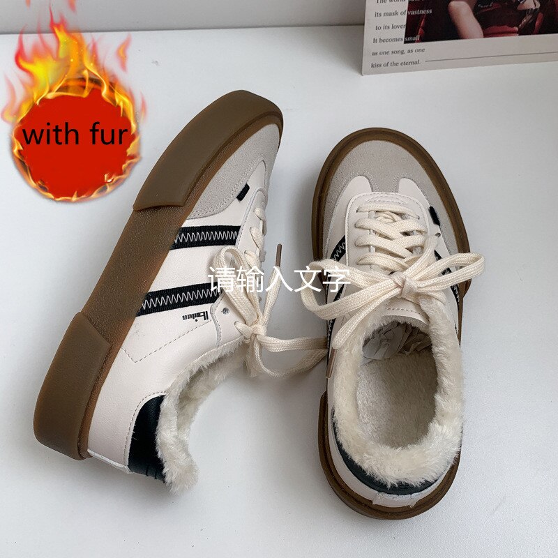 Couple Shoes for Woman Classic Sneakers Women Spring New Leather Retro Lace -up Casual Flats Plus Size 44 Women Sneakers