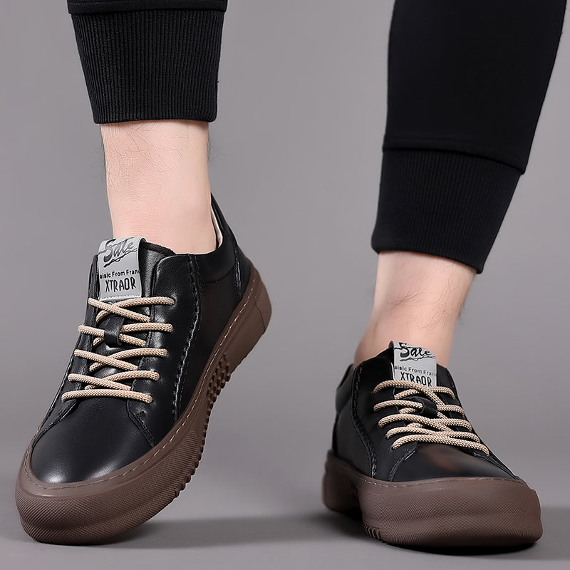 Spring Autumn Men Casual Lace-Up Sneakers Fashion Board Round Toe Comfy Shoes Men's Outdoor Walking Thick Bottom Sneakers