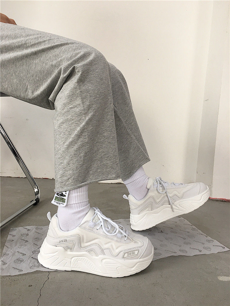 xiangtuibao White Shoes For Women Autumn New Design Women's Platform Sneakers Height Increasing Ladies Sport Shoes 41 42 43 Plus Size