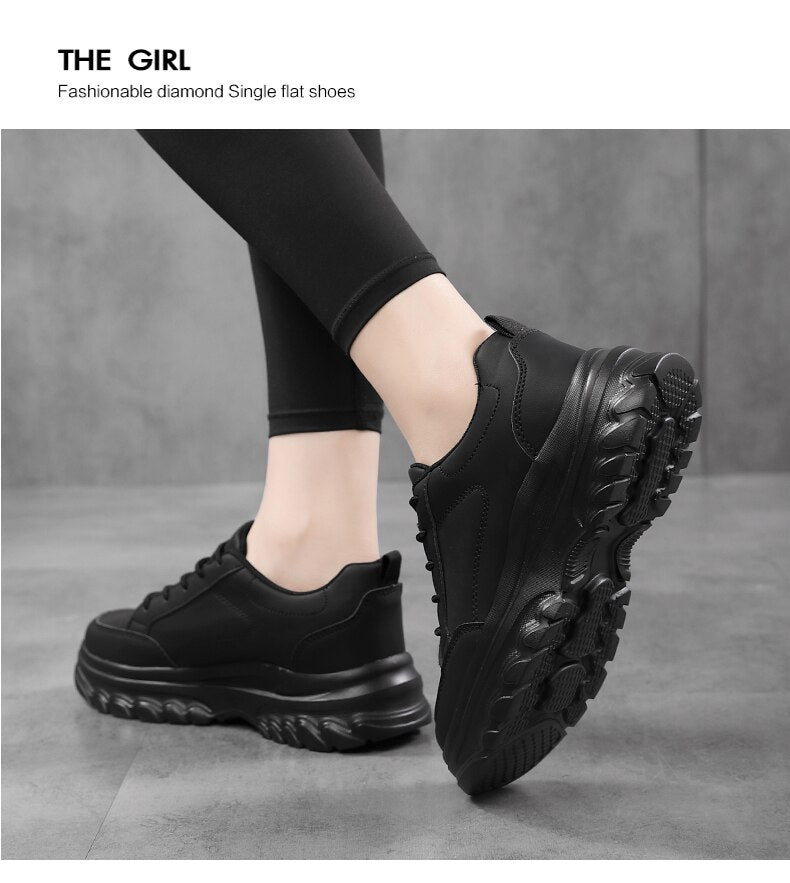 xiangtuibao Sneakers Women Platform Light Beige Shoes Plus Size 35-43 Casual Chunky Black Sneakers Woman Trendy Vulcanized Shoes