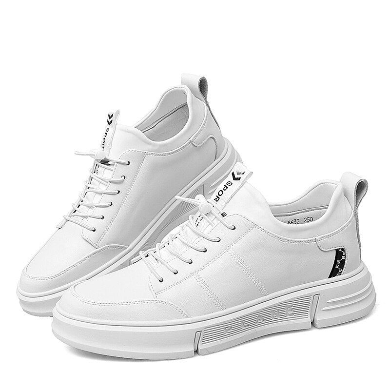 xiangtuibao Fashion Men Casual Sneakers Leather Microfiber White Black Vulcanized Shoes Lace Up Sports Footwear Man Free Shipping