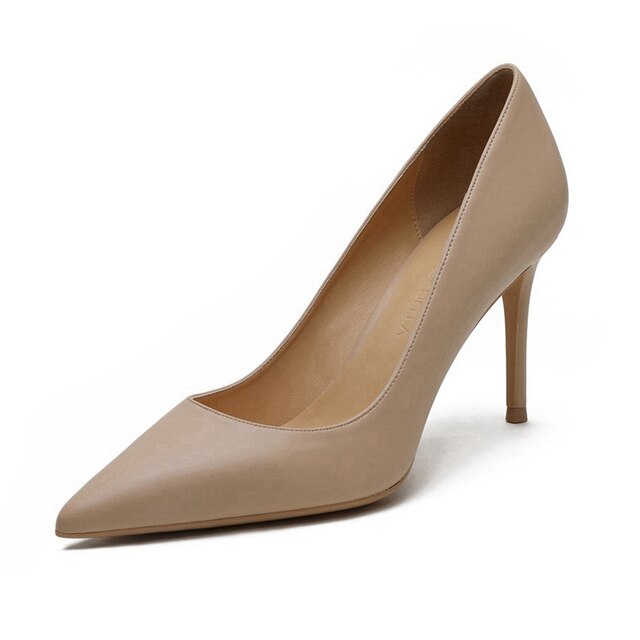 xiangtuibao Fashion Classic Genuine Leather 6CM/8CM Heels Comfortable Dance Women High Heel Shoes Party Woman Pointed Toe Pumps M0007