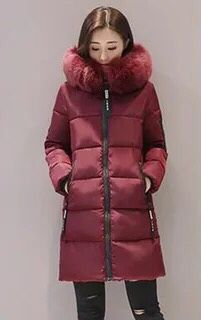 2025 cotton-padded clothes women's medium and long slim and thin cotton-padded clothes jacket large size large fur collar thickened large size cotton-padded jacket tide wholesale