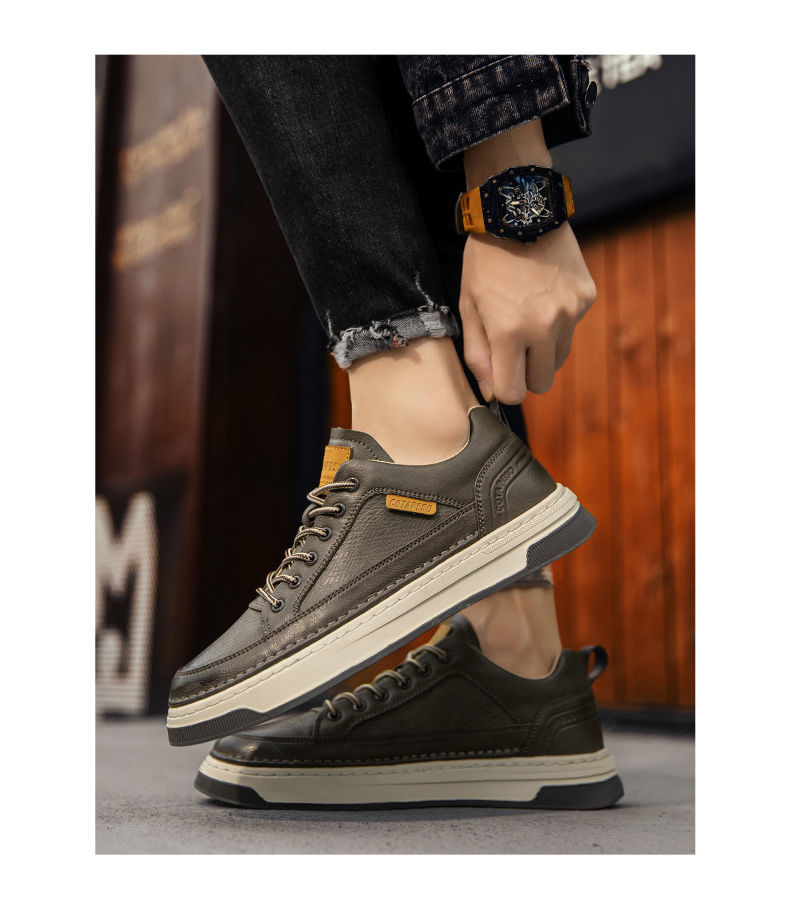 xiangtuibao Top Quality Genuine Leather Shoes Mens Sneakers Knit Collar Men's Casual Shoes Hollow Men Leather Shoes Zapatillas De Mujer