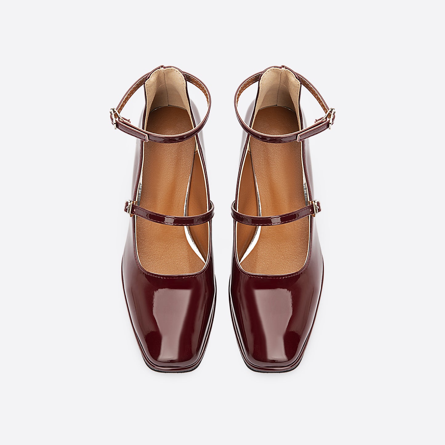 xiangtuibao Women Vintage Patent Chunky Heeled Mary Jane Pumps