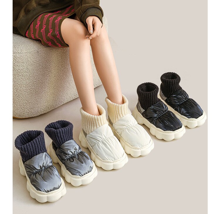 xiangtuibao Winter Boots for Women Chunky High Heels Ladies Shoes Thick Platform Waterproof Comfortable Soft Warm Fur Female Snow Boot