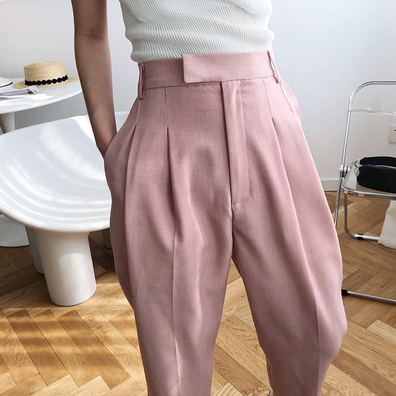 Luxi, white suit pants women's autumn new drape casual Internet celebrity straight pants mopping pants thin 198