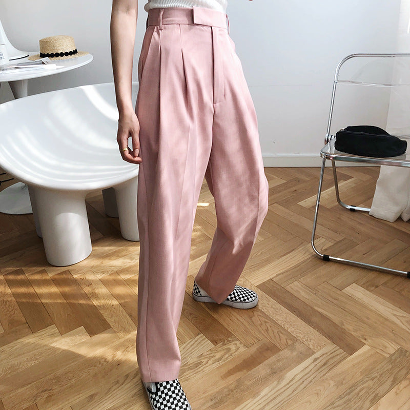 Luxi, white suit pants women's autumn new drape casual Internet celebrity straight pants mopping pants thin 198