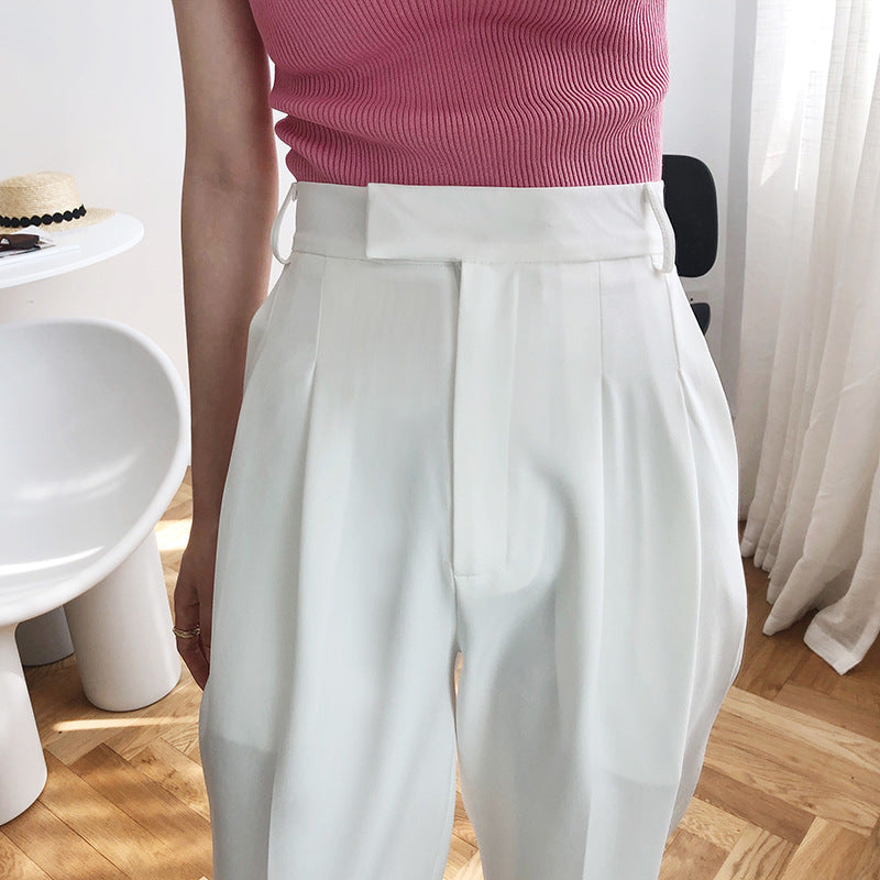 Luxi, white suit pants women's autumn new drape casual Internet celebrity straight pants mopping pants thin 198