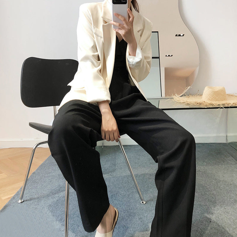 Luxi, white suit pants women's autumn new drape casual Internet celebrity straight pants mopping pants thin 198