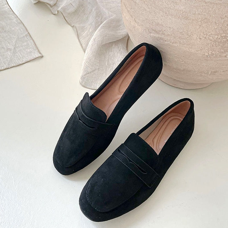 Faux Suede Casual Loafers Single Shoes Women Summer Autumn Fashion Slip on Shoes Girls Moccasin Mules Office Ladies Flats