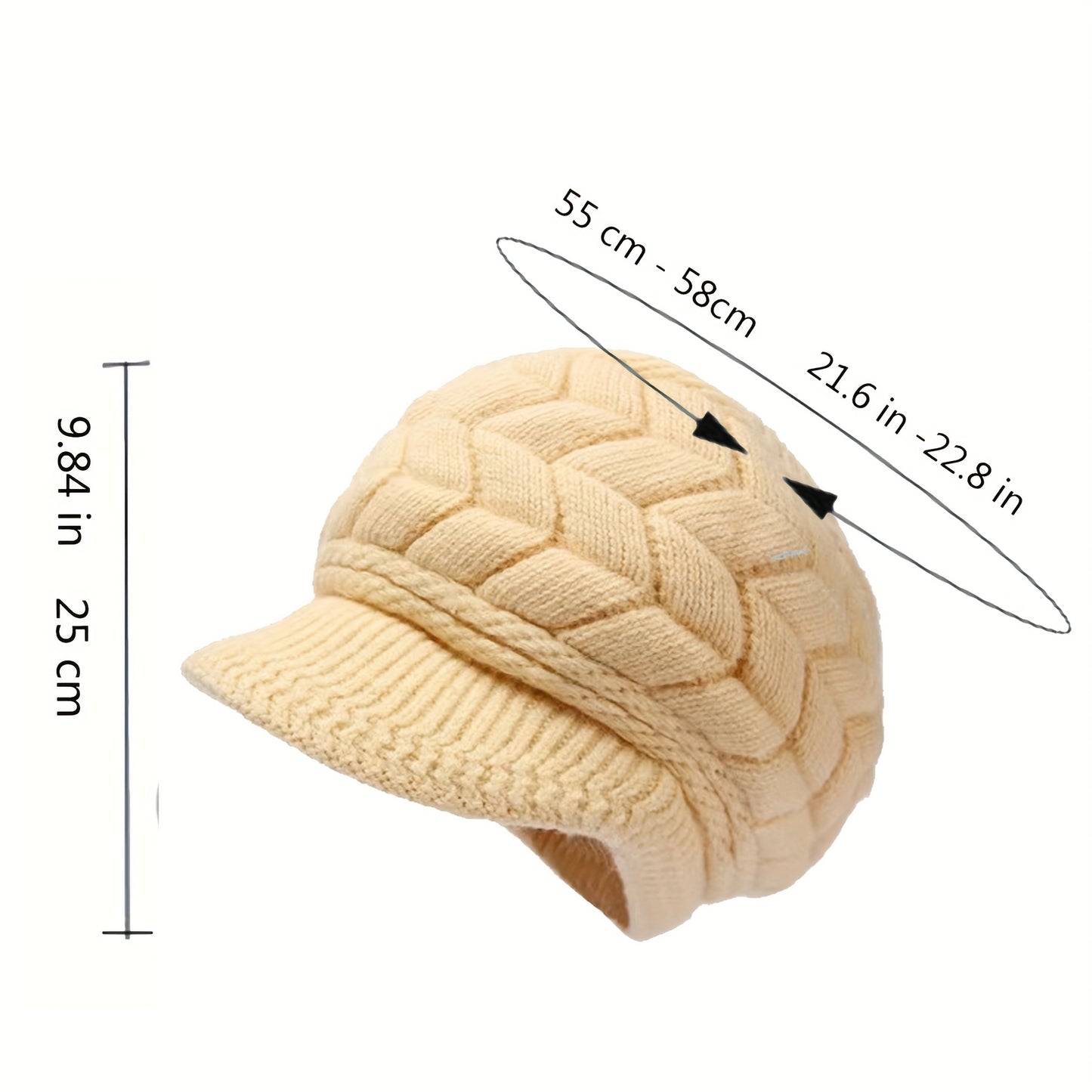 Warm Ribbed Knit Beret Beanie - Balaclavas for Women with Elastic Breathable Design, Solid Color, Coldproof and Winterproof Features - Soft, Stretchy, and Comfortable Headwear for Outdoor Activities