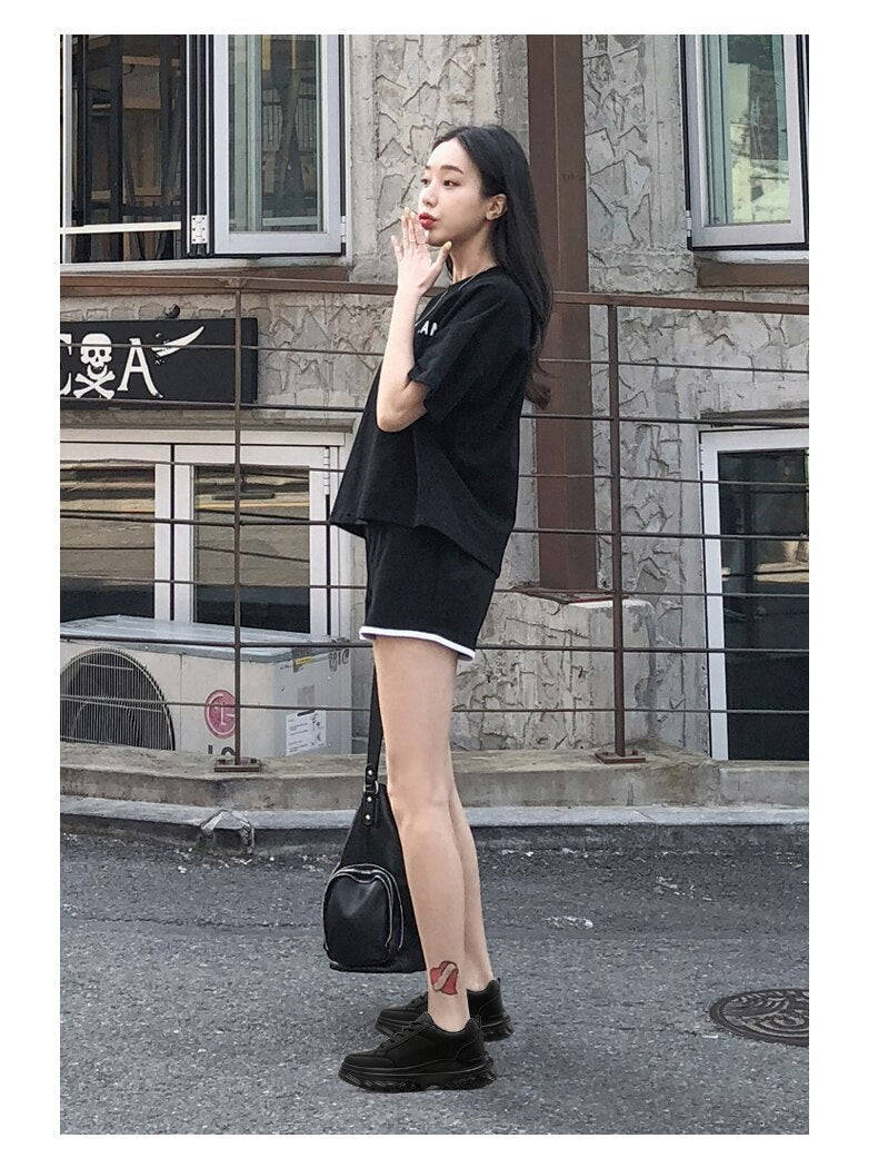xiangtuibao Sneakers Women Platform Light Beige Shoes Plus Size 35-43 Casual Chunky Black Sneakers Woman Trendy Vulcanized Shoes