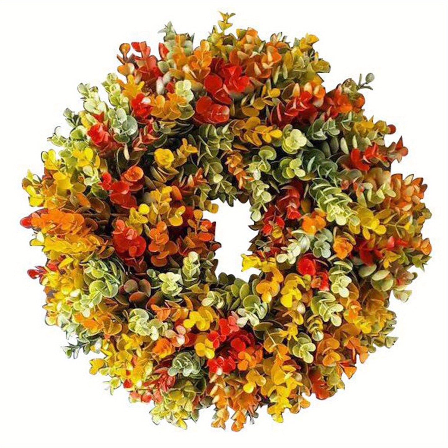 13.7 inch Autumn Wreath with Eucalyptus Leaves Farmhouse Fall Wreaths for Front Door