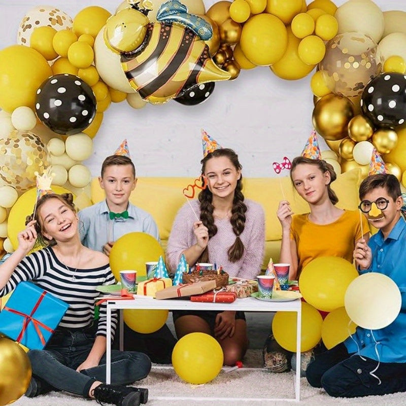 137PCS Premium Yellow Latex Balloons Set - High-Quality Thick Emulsion Balloons for Birthday, Bar Mitzvah, Prom, Summer Party, Christmas - Versatile Color Combo Bee Theme Balloon Arch Kit for All Ages 14+ Without Electricity Needed