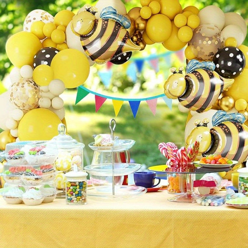 137PCS Premium Yellow Latex Balloons Set - High-Quality Thick Emulsion Balloons for Birthday, Bar Mitzvah, Prom, Summer Party, Christmas - Versatile Color Combo Bee Theme Balloon Arch Kit for All Ages 14+ Without Electricity Needed