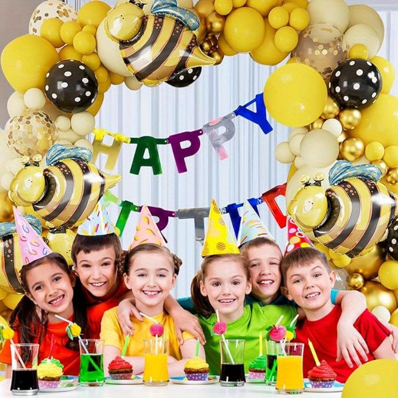 137PCS Premium Yellow Latex Balloons Set - High-Quality Thick Emulsion Balloons for Birthday, Bar Mitzvah, Prom, Summer Party, Christmas - Versatile Color Combo Bee Theme Balloon Arch Kit for All Ages 14+ Without Electricity Needed