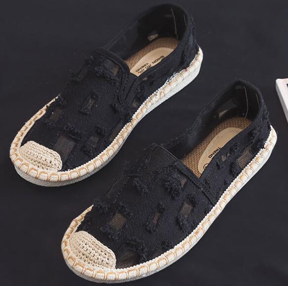 Summer Linen Flat Shoes Women Lightweight Breathable Fisherman Shoes Ladies Soft Casual Leisure Shoes Slip On Lazy Loafers