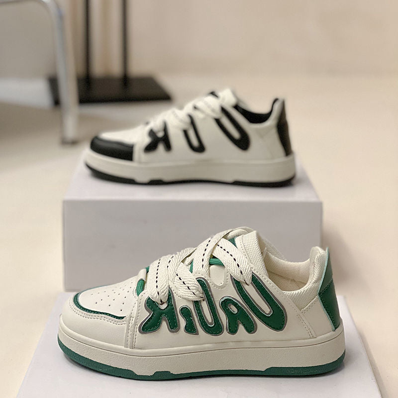 HOUZHOU Sneakers Women's Black Green Platform Spring Sports Tennis Shoes Flat Casual Vulcanize Canvas Korean Rubber Basket