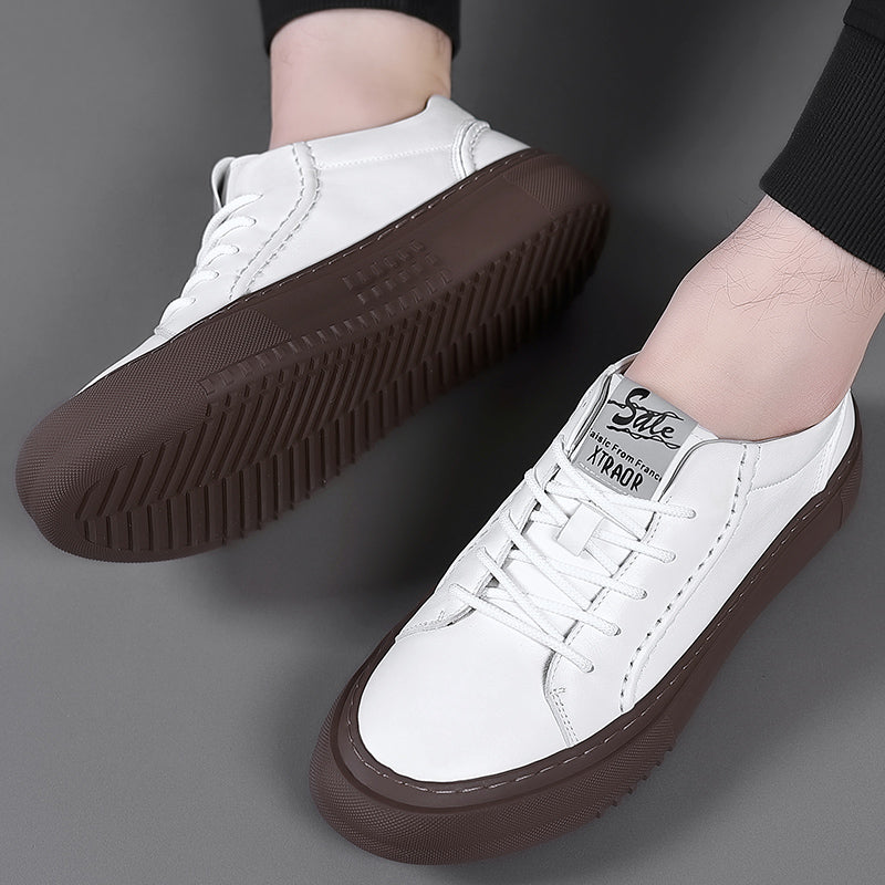Spring Autumn Men Casual Lace-Up Sneakers Fashion Board Round Toe Comfy Shoes Men's Outdoor Walking Thick Bottom Sneakers