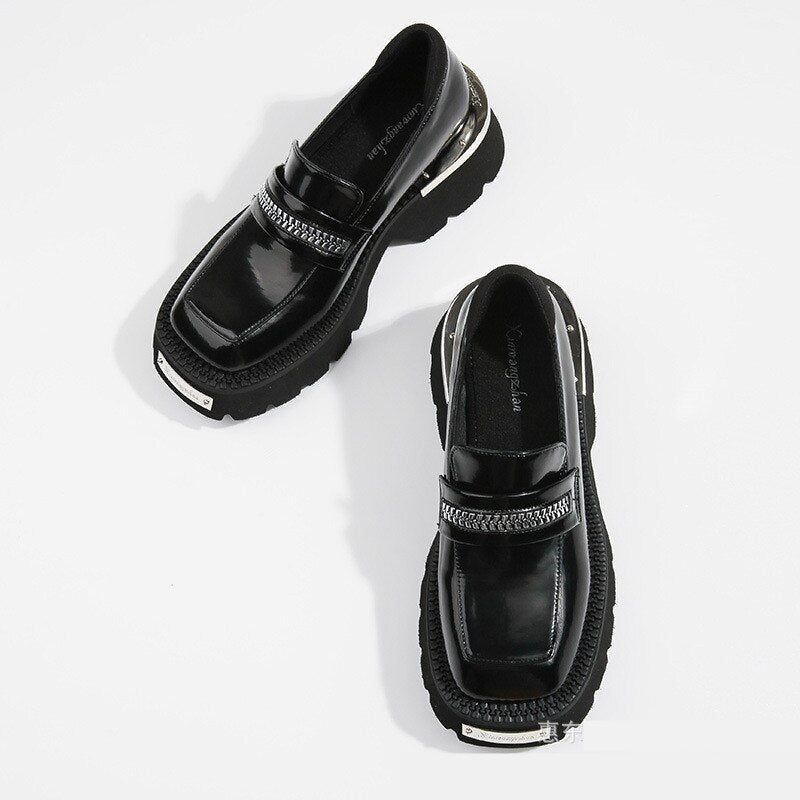 xiangtuibao Women Pumps Thick Sole Platform Low Heel Shoes for Woman Slip-on Espadrilles Chunky Heel Leather Dress Creepers Casual Loafers