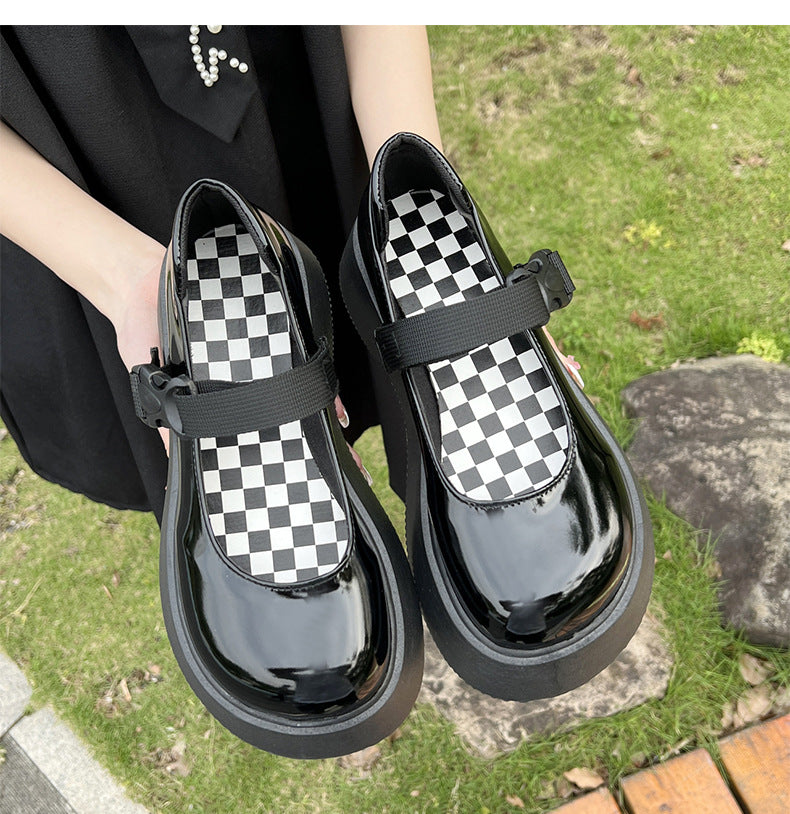 Platform Flats Women Patent Leather Casual Lolita Shoes Female Chunky Heel Vintage Mary Jane Flats Fashion Loafers