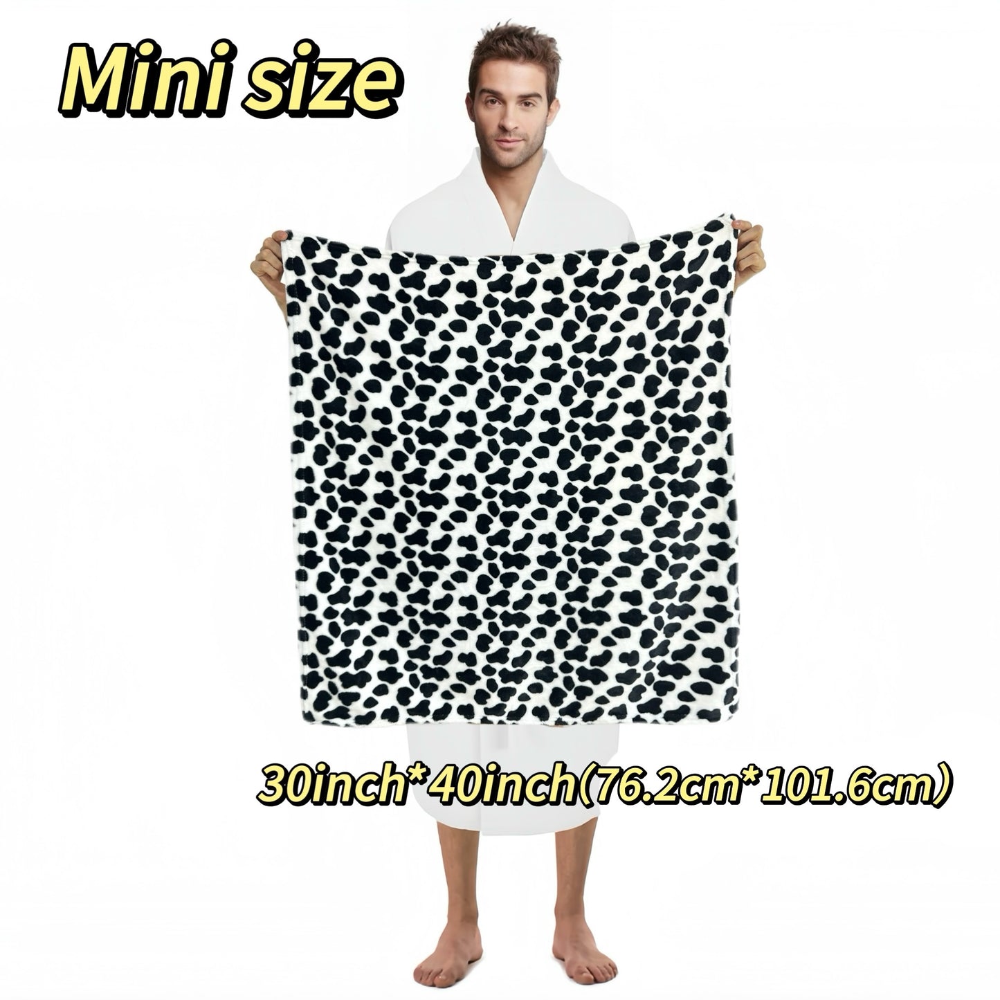 1pc Cow Printed Flannel Blanket, Double-sided Blanket Gift, Warm Soft Black And White Bed Blanket For Couch Bed Sofa Travelling, Birthday Gift Air Conditioning Blanket