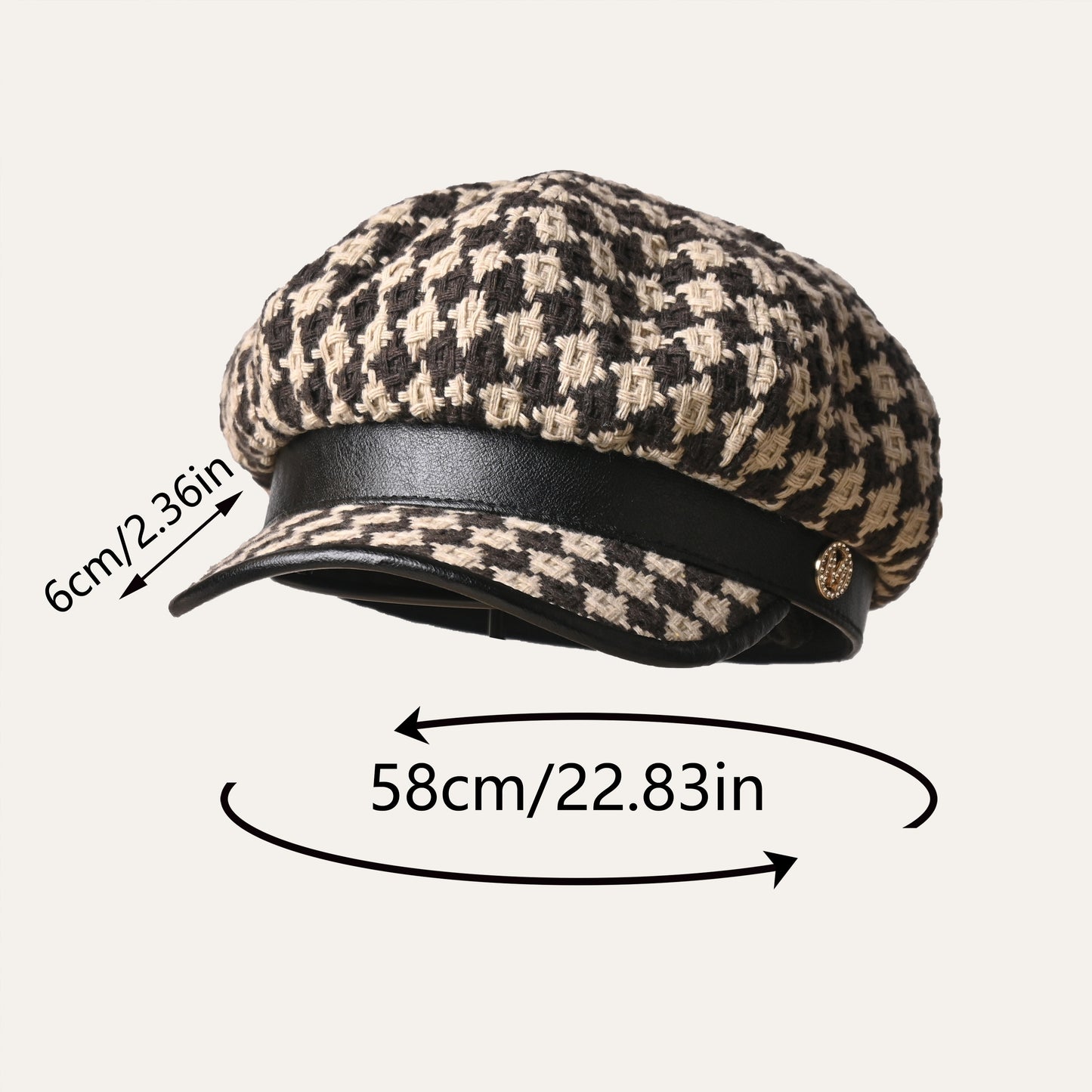 Classic Chic Houndstooth Beret Hat - French Flair, Color Block Trendsetter - Vintage Newsboy Painter Cap for Fashion-Forward Women