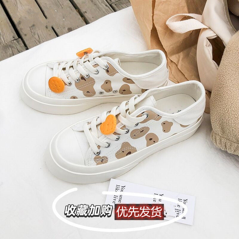 xiangtuibao Kawaii Shoes Women Sneakers White Platform Sports Flats Tennis Girly Cute Causal Loli Female Trainer Print