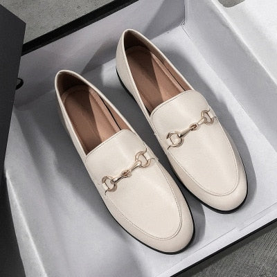Plus Size 44 Spring Designer Shoes Woman Quality Leather Slip on Flats Shoes for Women Loafers Ladies Shoe Zapatos De Mujer JJ22