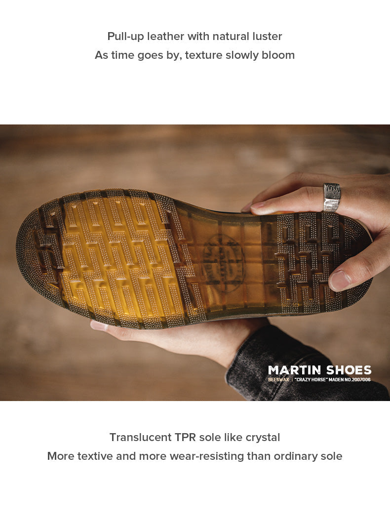 Maden Shoes Spring Autum New Leisure Leather Shoes Men's Trend Big Head Tide Shoes Men British Wind Low Help Shoes