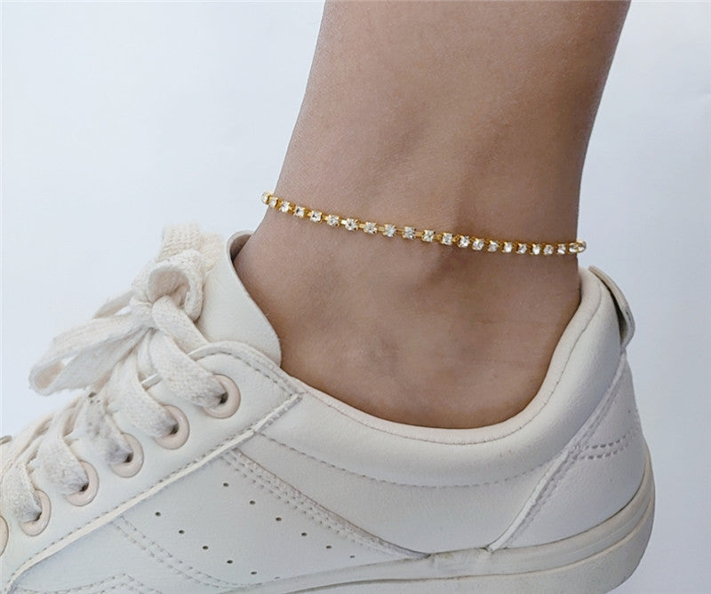 2025 New nightclubs Popular trade diamond chain foot jewelry, sexy belt diamond ankle chain, fashionable ankle chain women BY0047