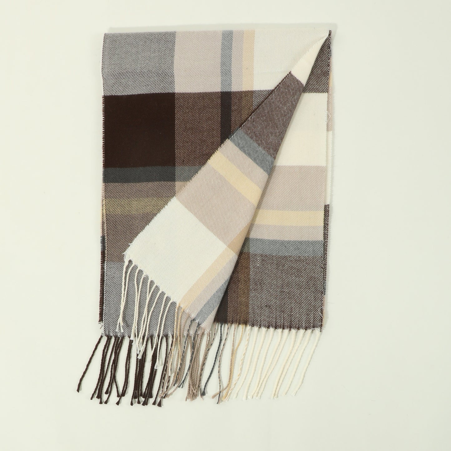 1pc Men's Fashion Retro Style Autumn And Winter Multi-color Plaid Stripe Tassel Warm Scarf Shawl For Daily OOTD