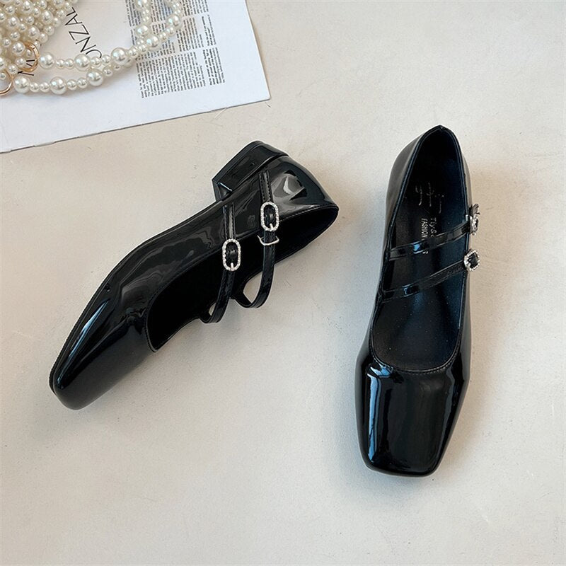 xiangtuibao Woman Pumps Mary Jane Low Heels Shoes Leather Casual Shoes Women Retro Style Square Heeled Shoes Ladies Elegant Lolita Shoes NEW