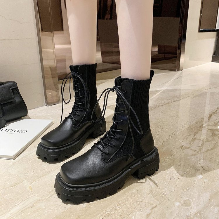 xiangtuibao Sexy Slim Women's Wedges Over The Knee Thick bottom High Heels Boots Autumn Winter Wear-resistant non-slip Boots Woman Boot