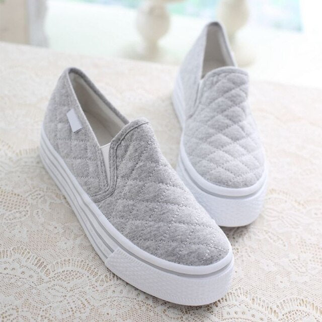 xiangtuibao Women Flat Shoes Platform Cotton Loafers Elastic Shallow Casual Ladies Sneakers Soft Vulcanized Shoes Female Autumn New