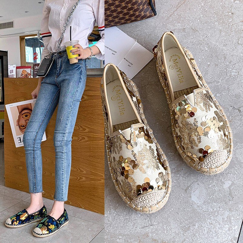 Hot Sale Women Flat Shoes Bling Ballet Loafers Ladies Without Heels Woman's Slip-on Shoes Casual Walk Shoes for Women