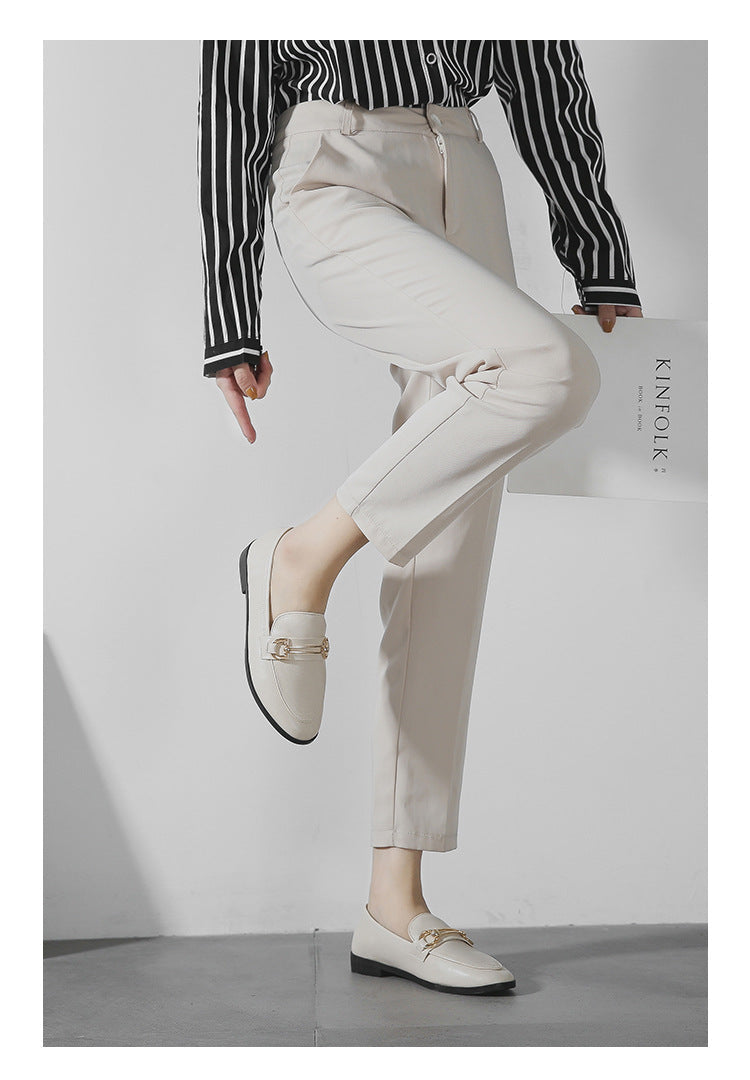 Plus Size 44 Spring Designer Shoes Woman Quality Leather Slip on Flats Shoes for Women Loafers Ladies Shoe Zapatos De Mujer JJ22