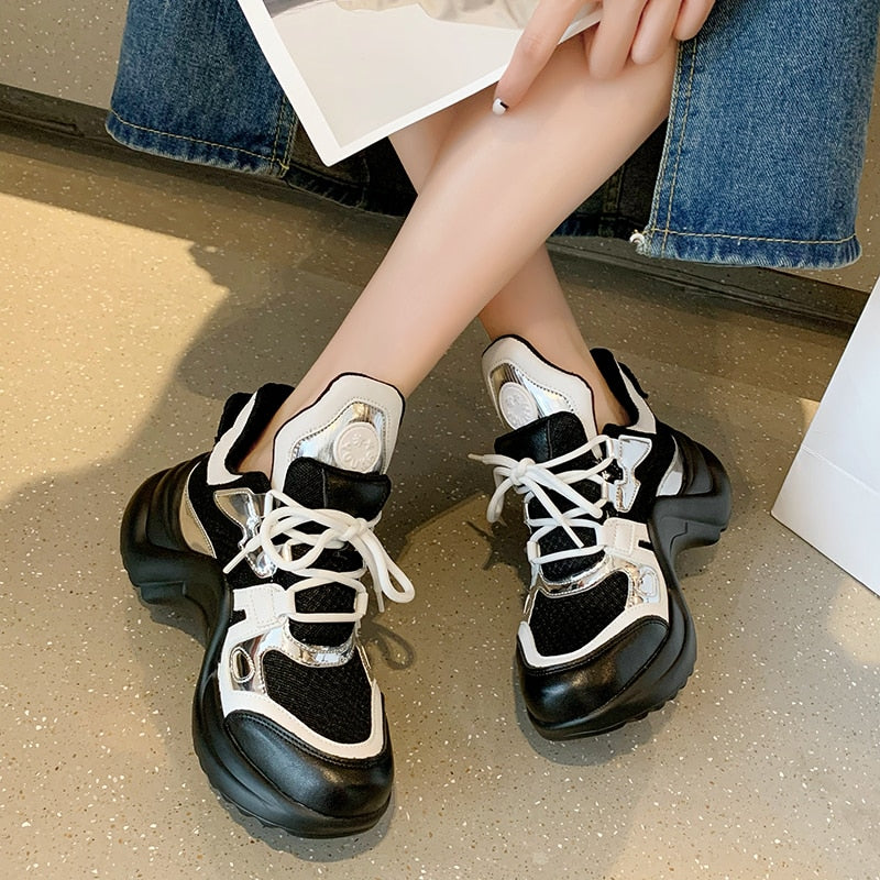 Summer Shoes Women Brand Design Bling Sequined Women's Casual Shoes Fashion Female Chunky Sneakers Stylish Sport Shoes