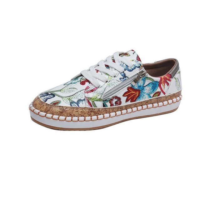 New European and American style fashion trendy new flower side zipper casual single shoes flat women's shoes XM345